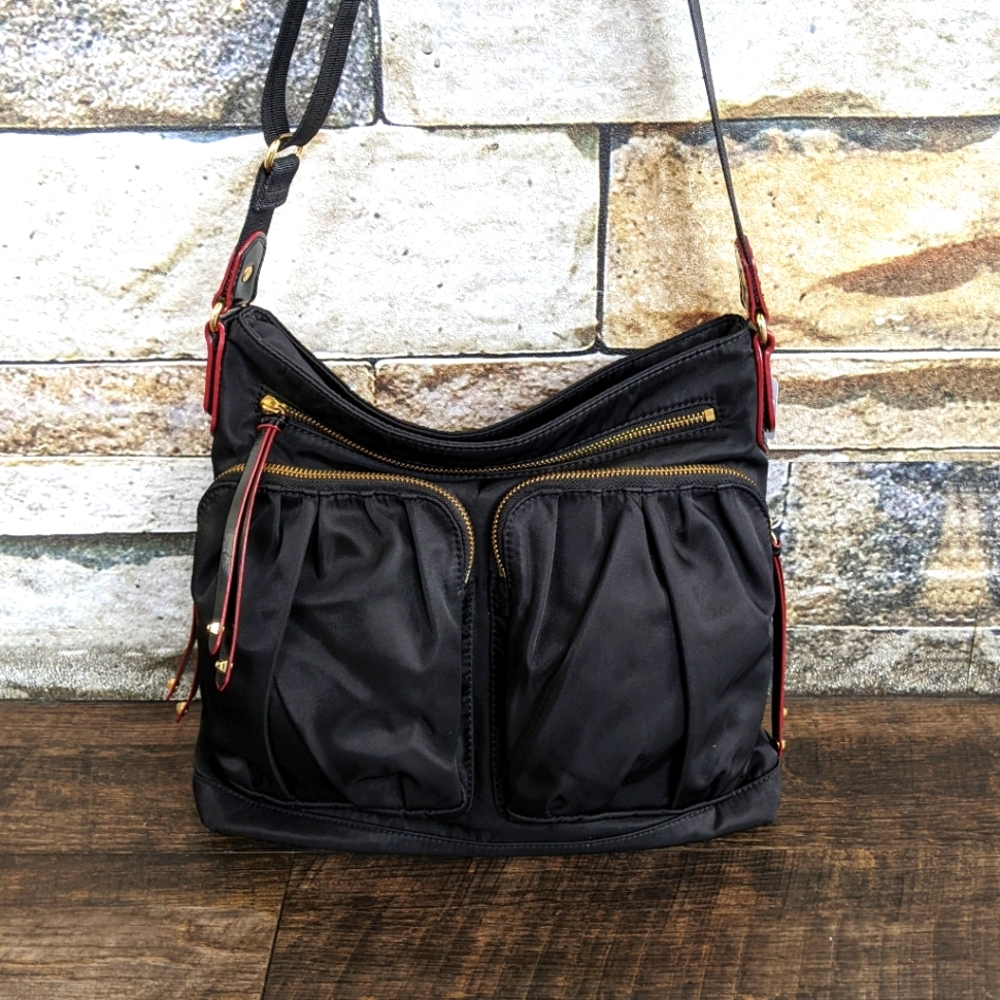 ⚡SOLD⚡MZ Wallace Paige Medium Crossbody Bag + Zip Pouch in Black Ruched Nylon